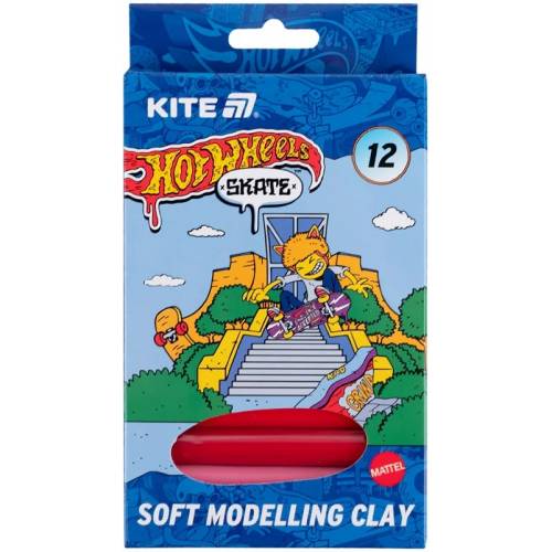 Пластилин Kite 12цв 200гр восковой HW25-086-2 Hot Wheels
