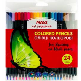 Цветные карандаши Maxi 24 цв MX15106 круглые, для чёрной и белой бумаги