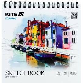 Альбом для акварели Kite Creativeскетчбук 230г/м2 21х21см, 20 арк., пружина K-1285