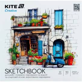 Блокнот для маркеров Kite Creative скетчбук 21х21см, 30 листов, склейка, 160г/м2 K-1282